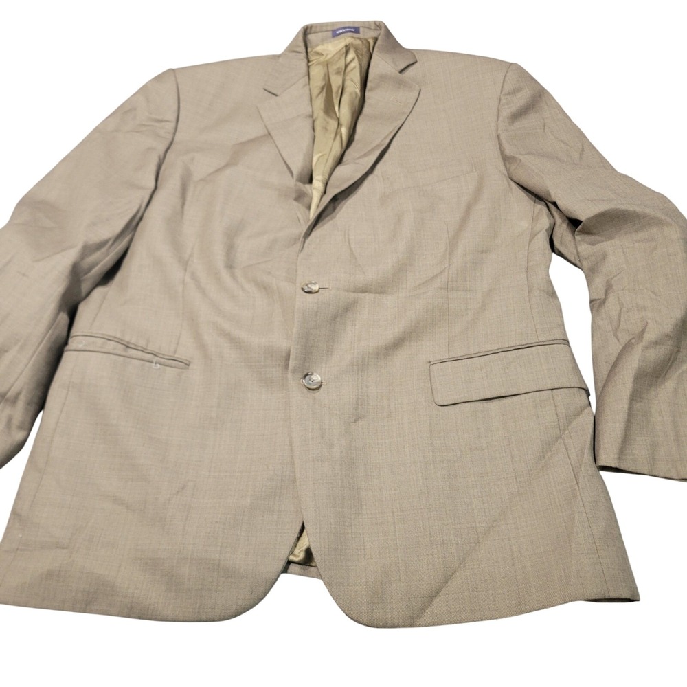 Stafford Blazer Mens 46R Tan Travel Sport Coat Classic Fit Wool Blend 2-Button